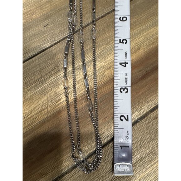 Chicos Silver Gold Tone Thin Beads 14" Long Layering Statement Necklace NEW - Picture 7 of 15